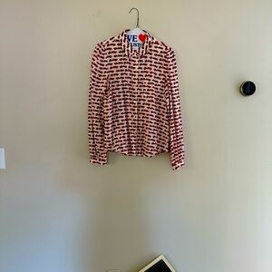 Kate spade New York live colorfully silk race car blouse size 2